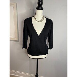 New York & Co Black Sexy 3/4 Sleeve Top S Woman's Tie Back